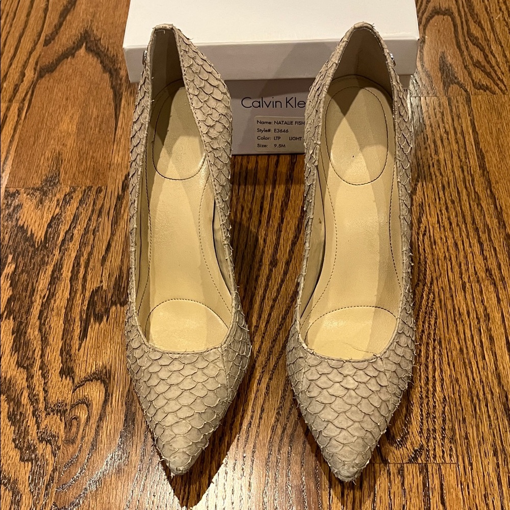 Calvin Klein Textured Beige Heels